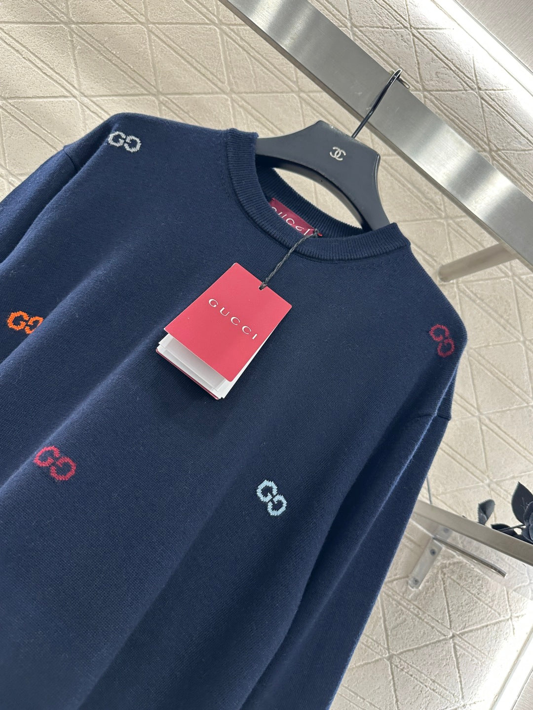 25fw Hooded letter knitted top