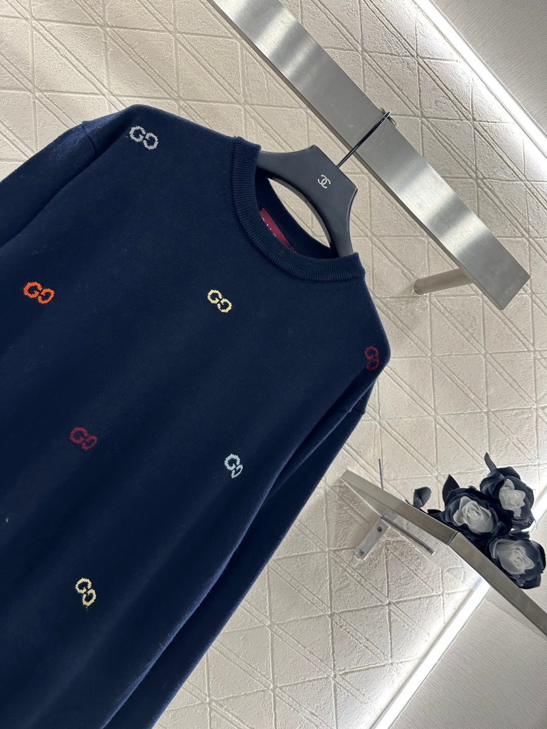 25fw Hooded letter knitted top