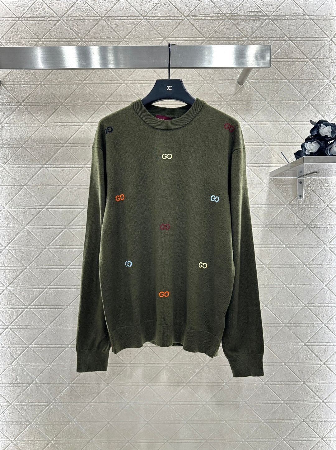 25fw Hooded letter knitted top