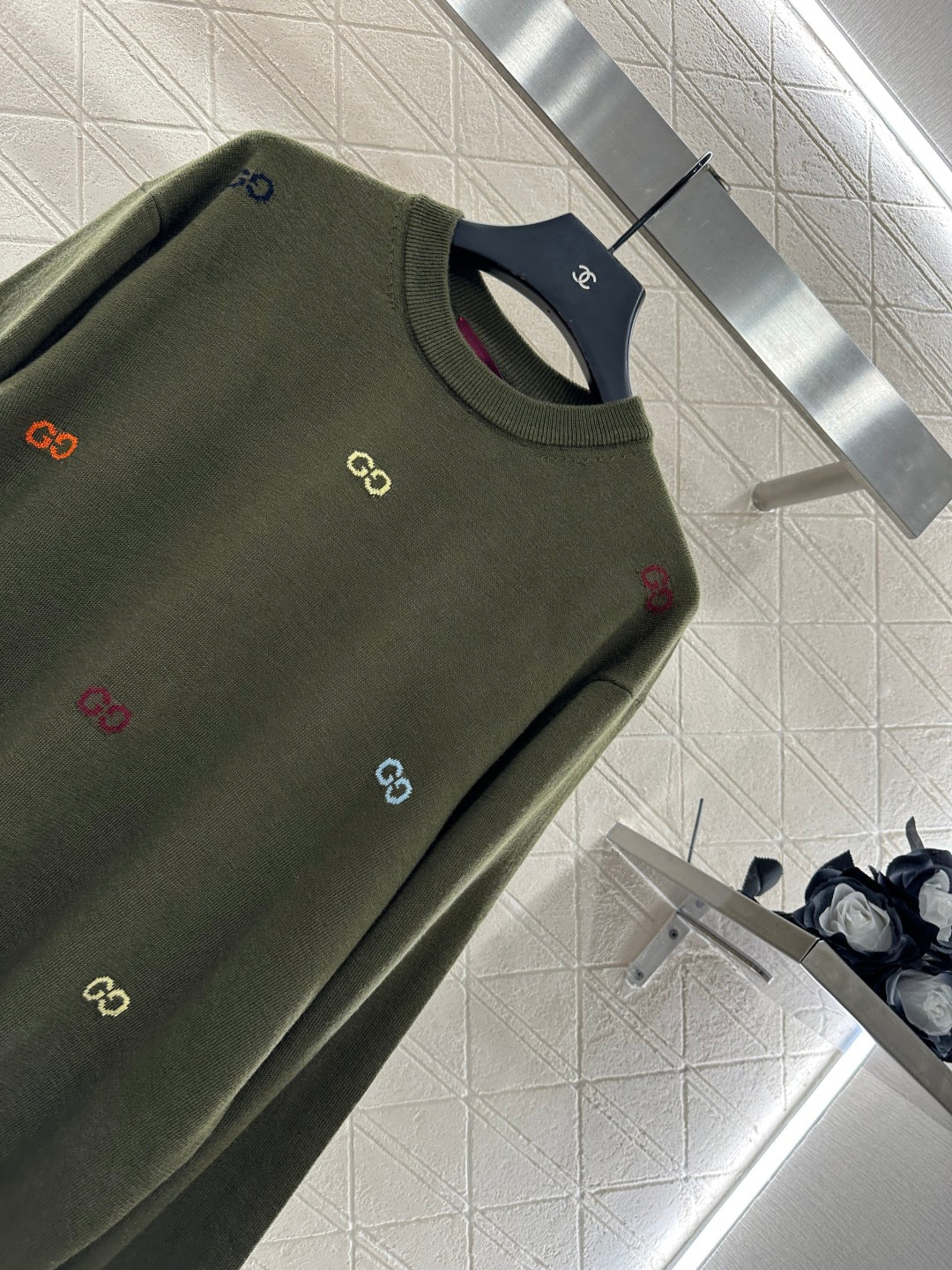 25fw Hooded letter knitted top