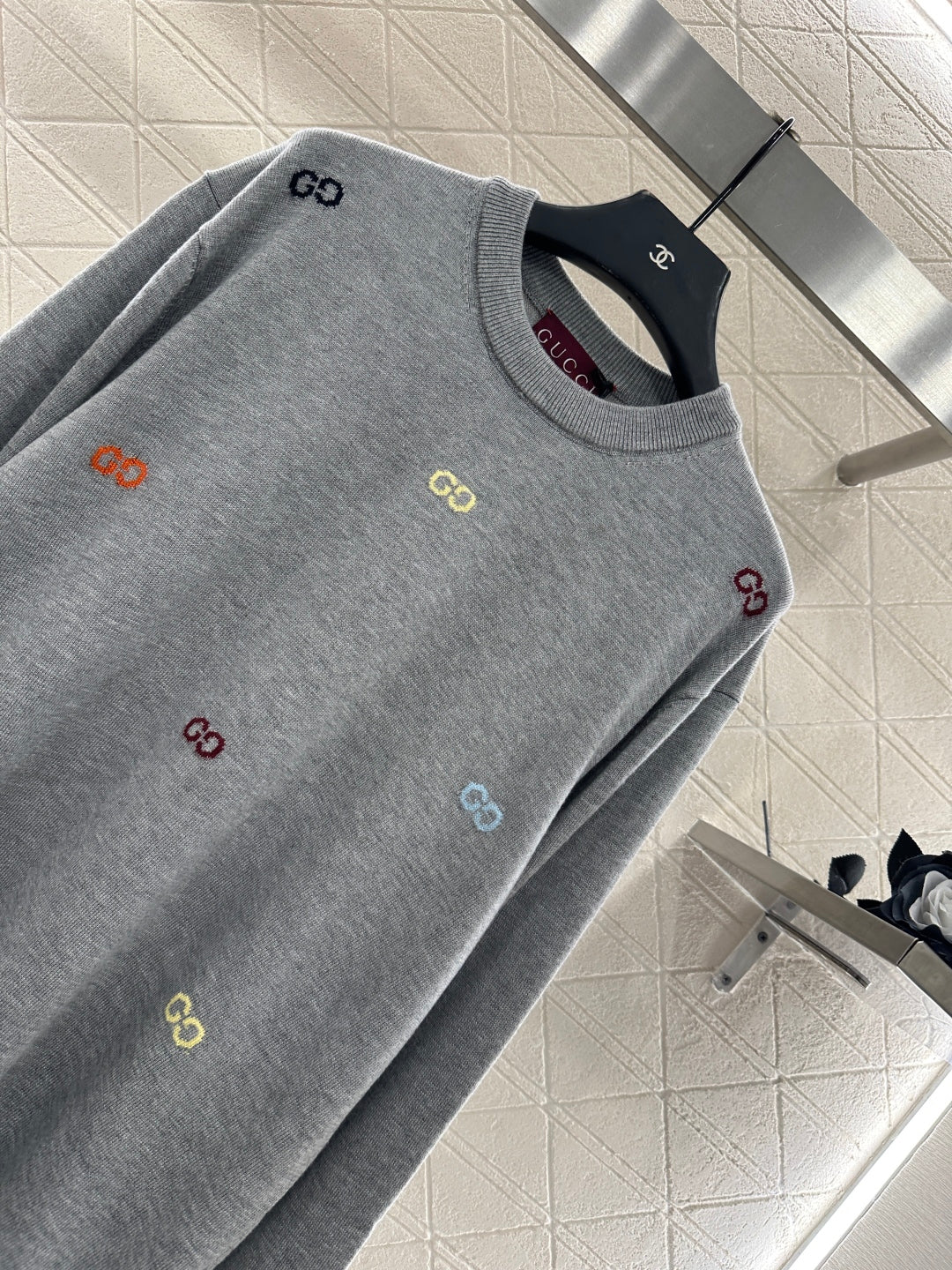 25fw Hooded letter knitted top