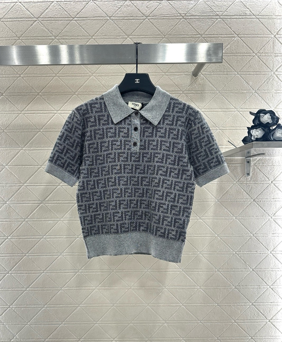 25fw Collar knit short sleeved shirt