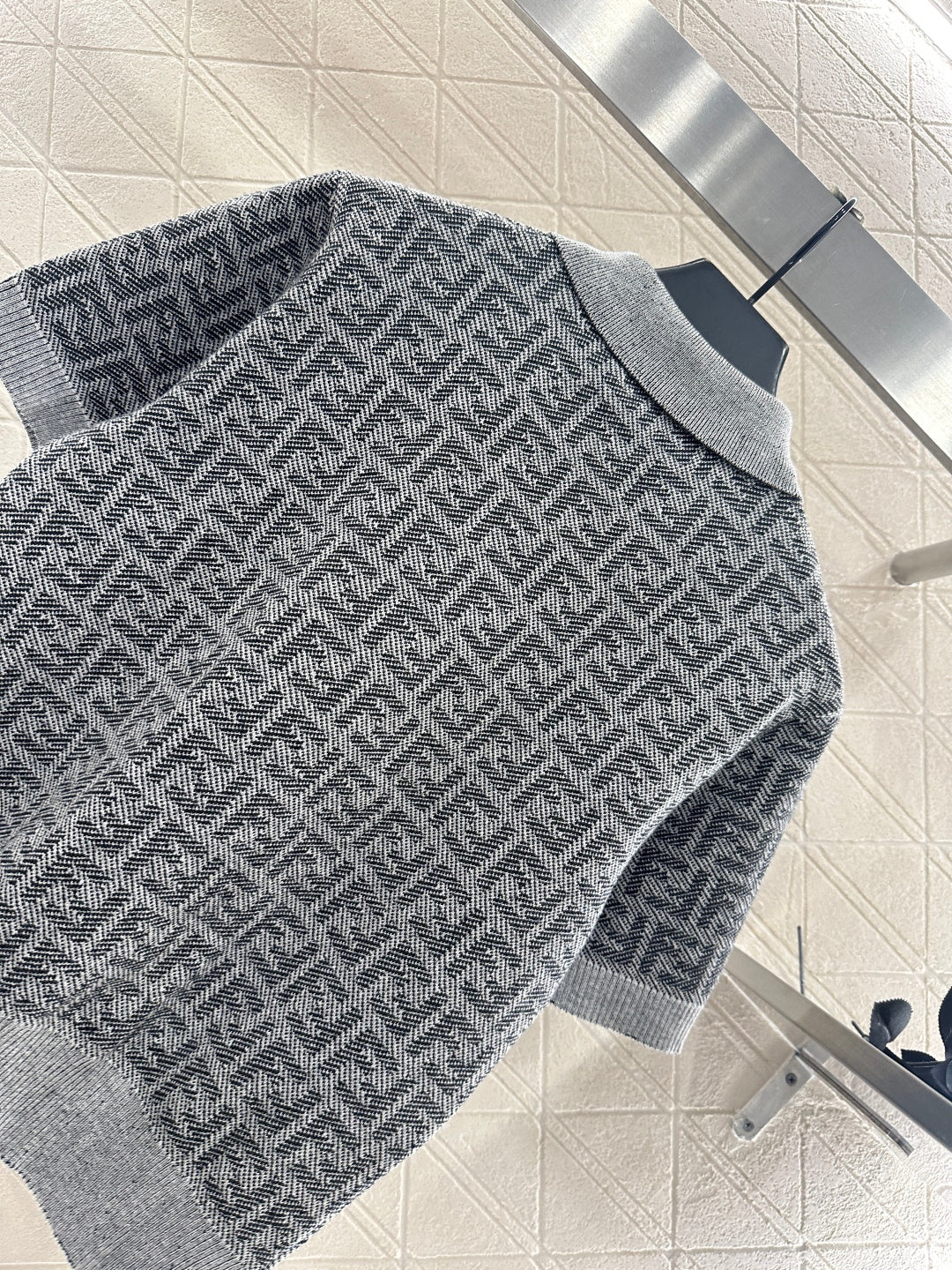 25fw Collar knit short sleeved shirt