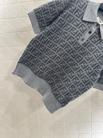 25fw Collar knit short sleeved shirt