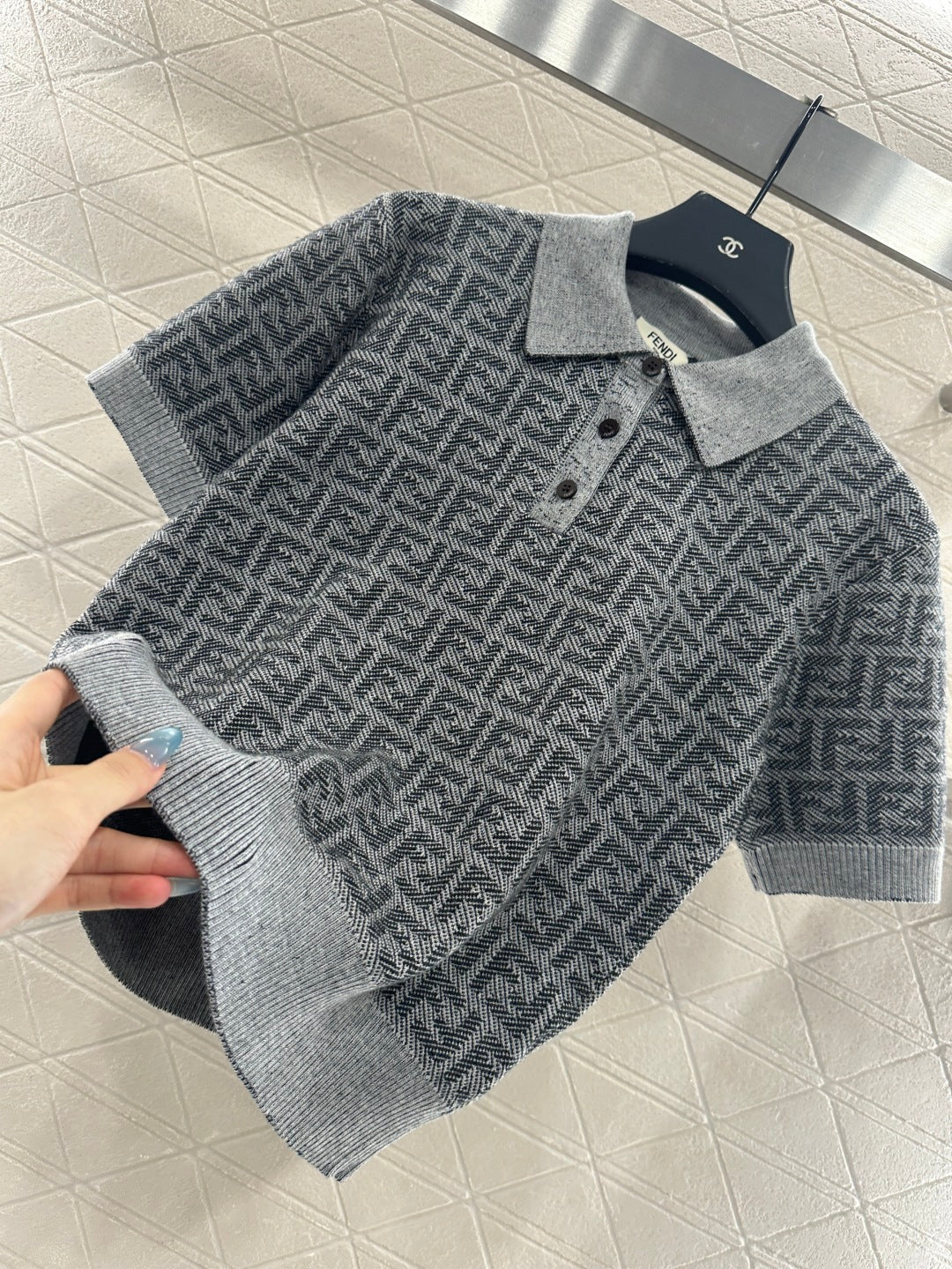 25fw Collar knit short sleeved shirt