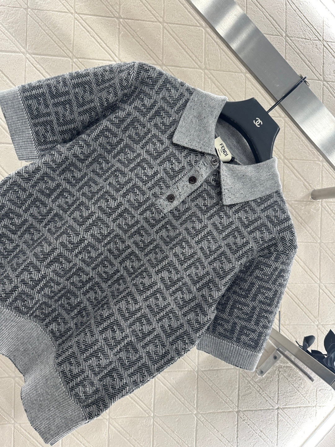 25fw Collar knit short sleeved shirt