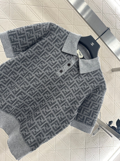 25fw Collar knit short sleeved shirt