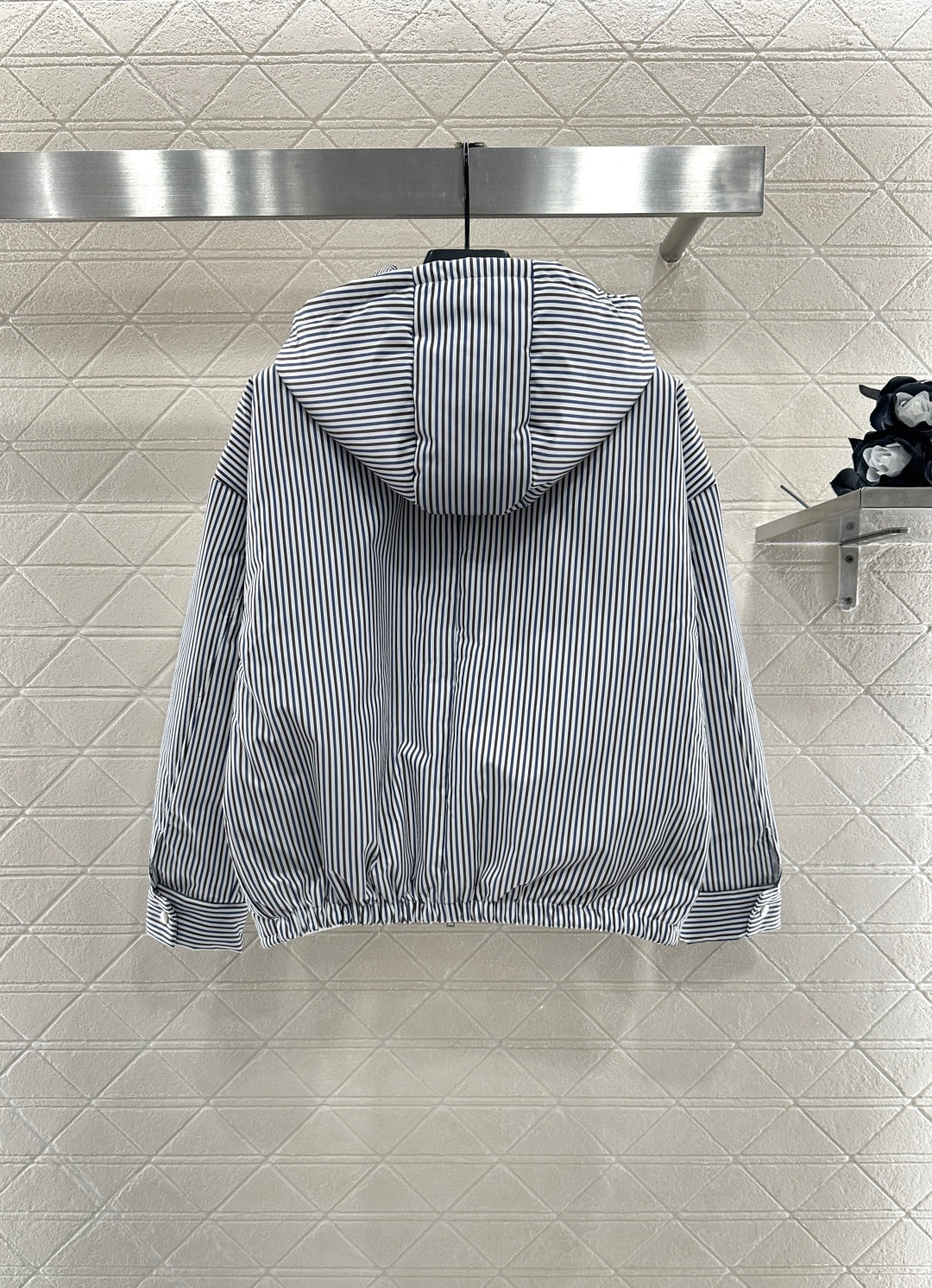 25fw Hooded striped cotton jacket