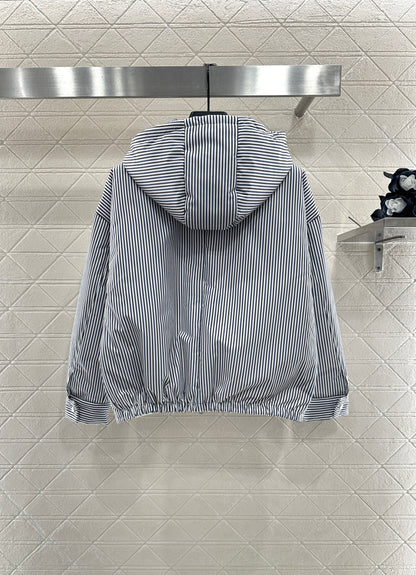 25fw Hooded striped cotton jacket