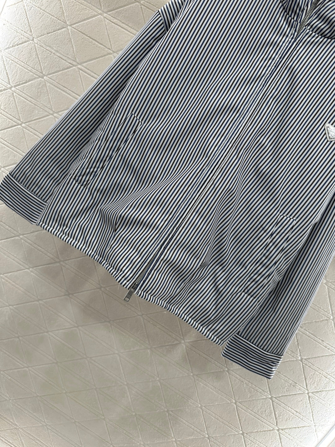 25fw Hooded striped cotton jacket