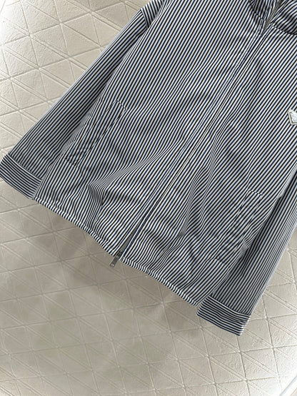 25fw Hooded striped cotton jacket