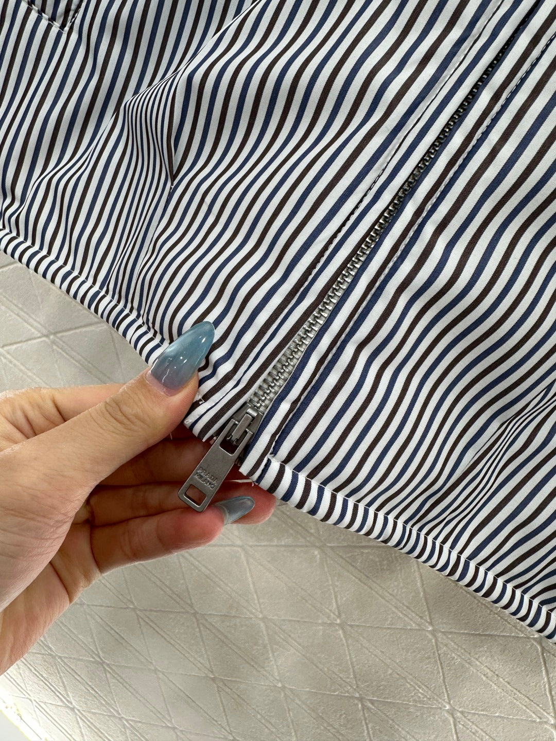 25fw Hooded striped cotton jacket