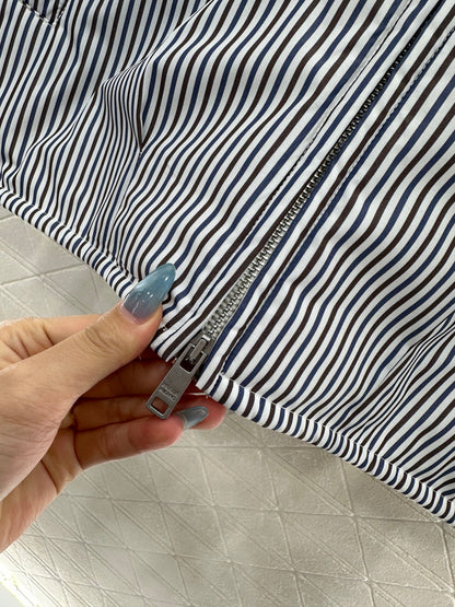 25fw Hooded striped cotton jacket