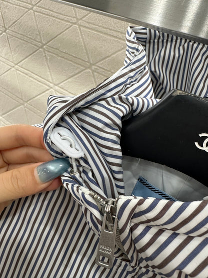 25fw Hooded striped cotton jacket