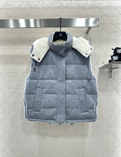25fw Detachable hooded double-sided down vest