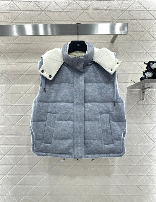 25fw Detachable hooded double-sided down vest