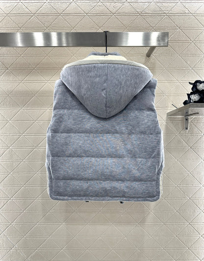 25fw Detachable hooded double-sided down vest