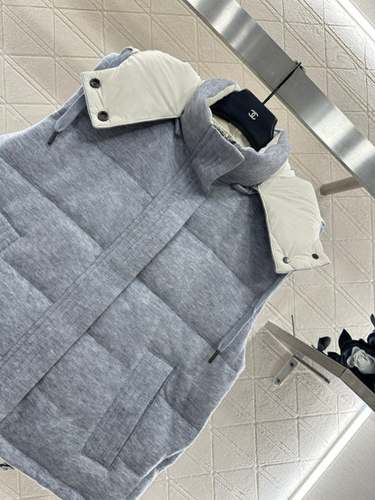25fw Detachable hooded double-sided down vest