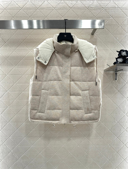 25fw Detachable hooded double-sided down vest