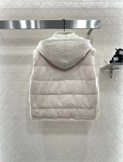 25fw Detachable hooded double-sided down vest