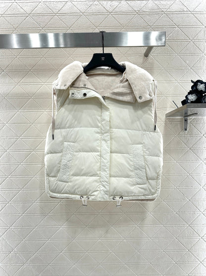25fw Detachable hooded double-sided down vest
