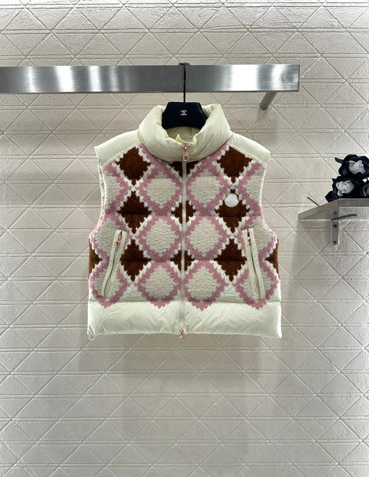 25fw Lingge embroidered spliced down vest