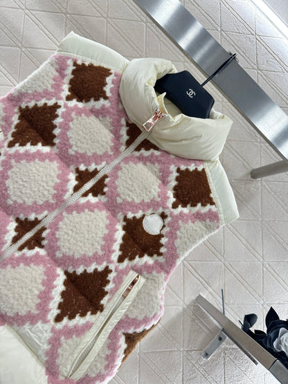 25fw Lingge embroidered spliced down vest