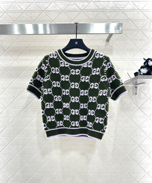 25fw Jacquard Knitted Short Sleeve