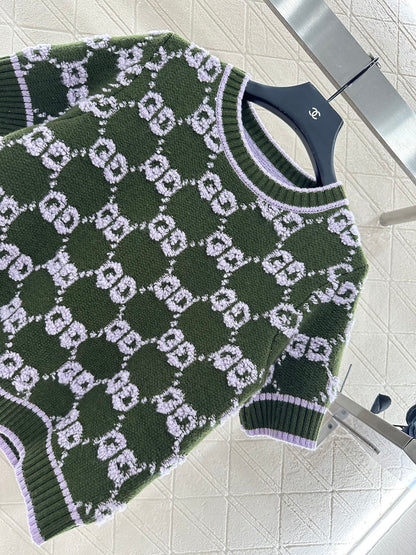 25fw Jacquard Knitted Short Sleeve