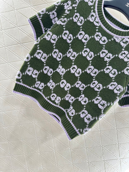 25fw Jacquard Knitted Short Sleeve