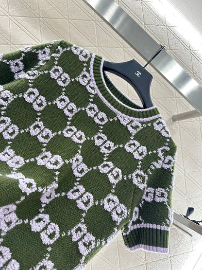 25fw Jacquard Knitted Short Sleeve