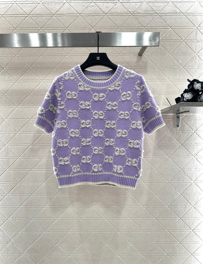 25fw Jacquard Knitted Short Sleeve