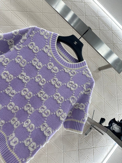 25fw Jacquard Knitted Short Sleeve