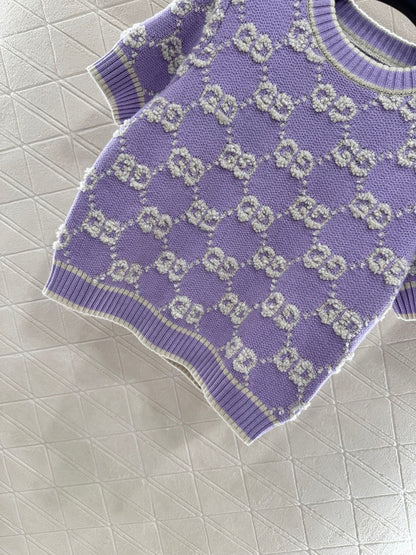 25fw Jacquard Knitted Short Sleeve