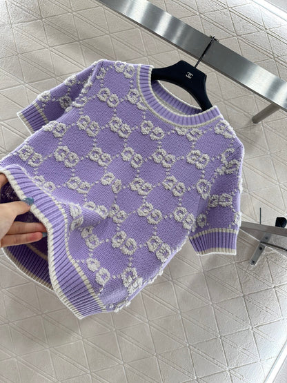 25fw Jacquard Knitted Short Sleeve