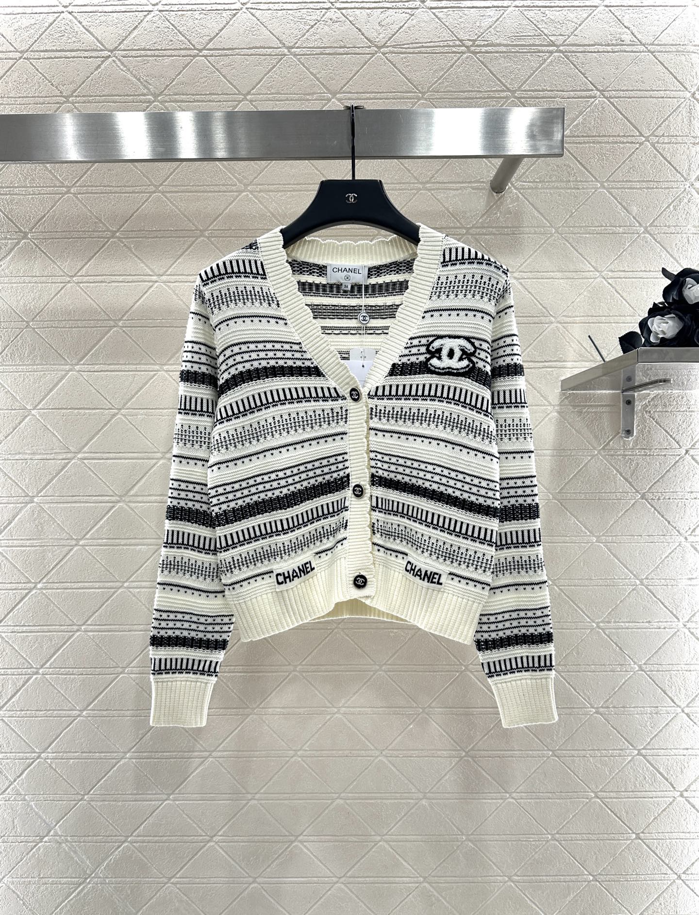 25fw Striped knitted cardigan