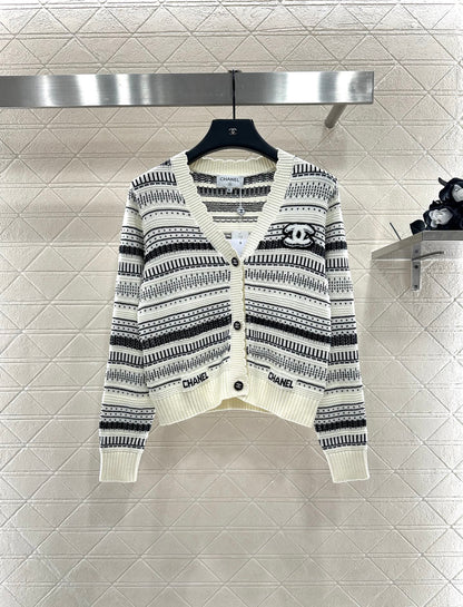25fw Striped knitted cardigan