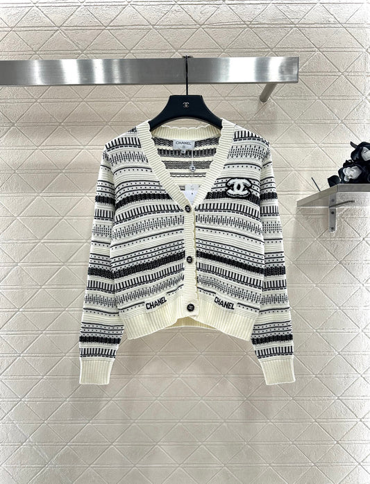 25fw Striped knitted cardigan