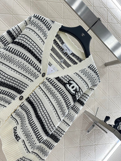 25fw Striped knitted cardigan