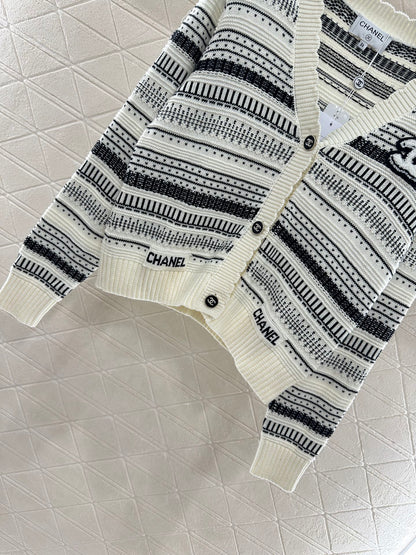 25fw Striped knitted cardigan