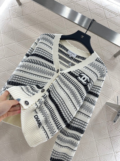 25fw Striped knitted cardigan