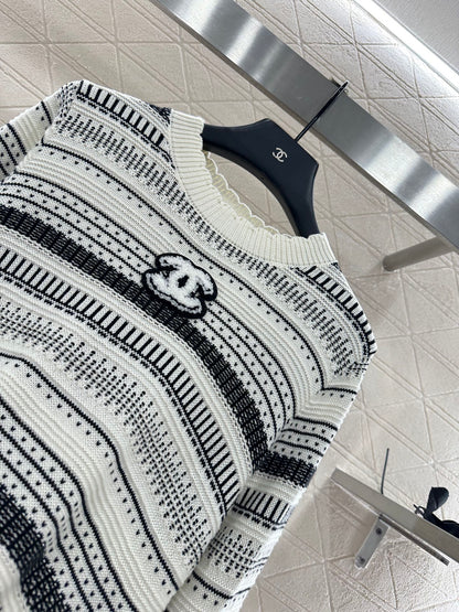 25fw Striped knitted top