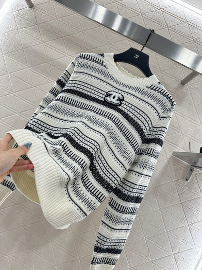 25fw Striped knitted top