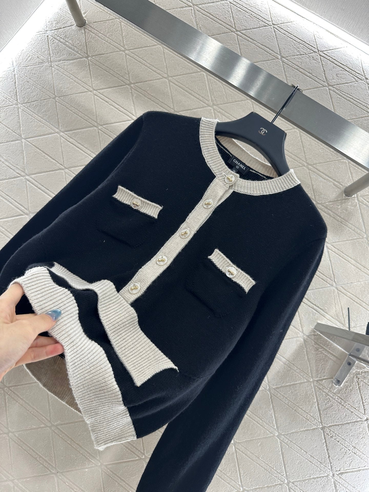 25fw Color blocking pocket sweater