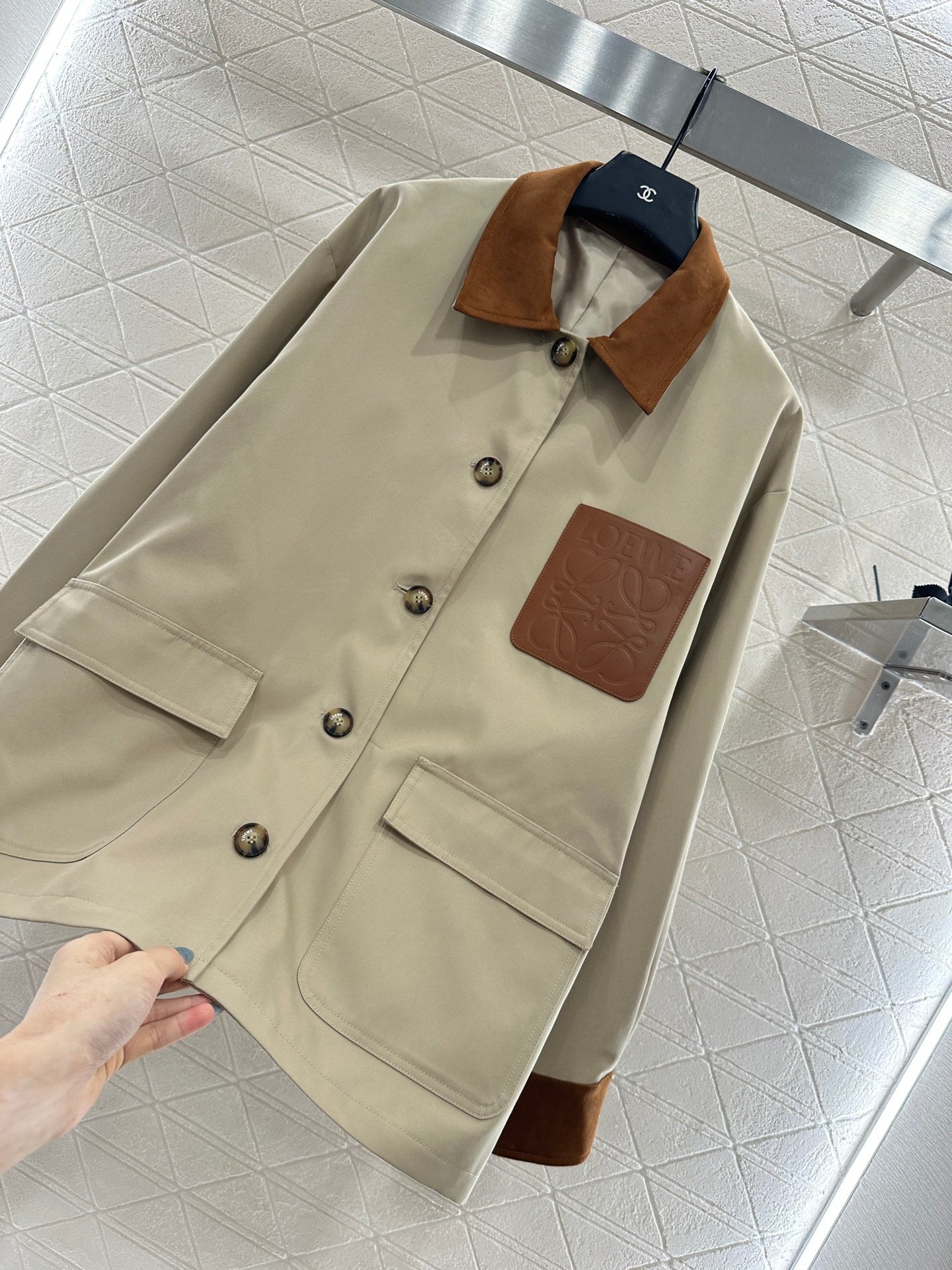 25fw Leather tag pocket jacket