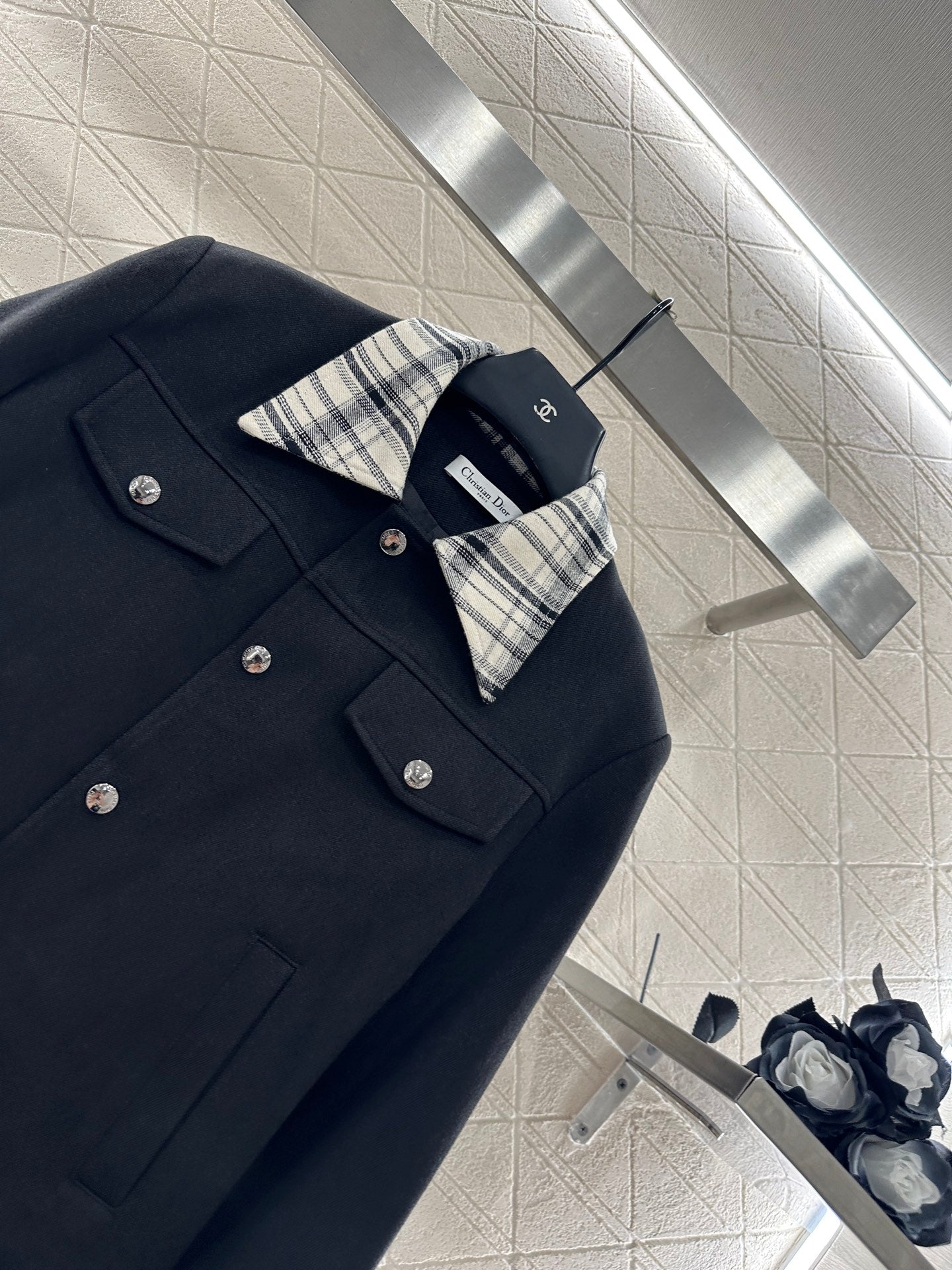 25fw Plaid lapel jacket jacket