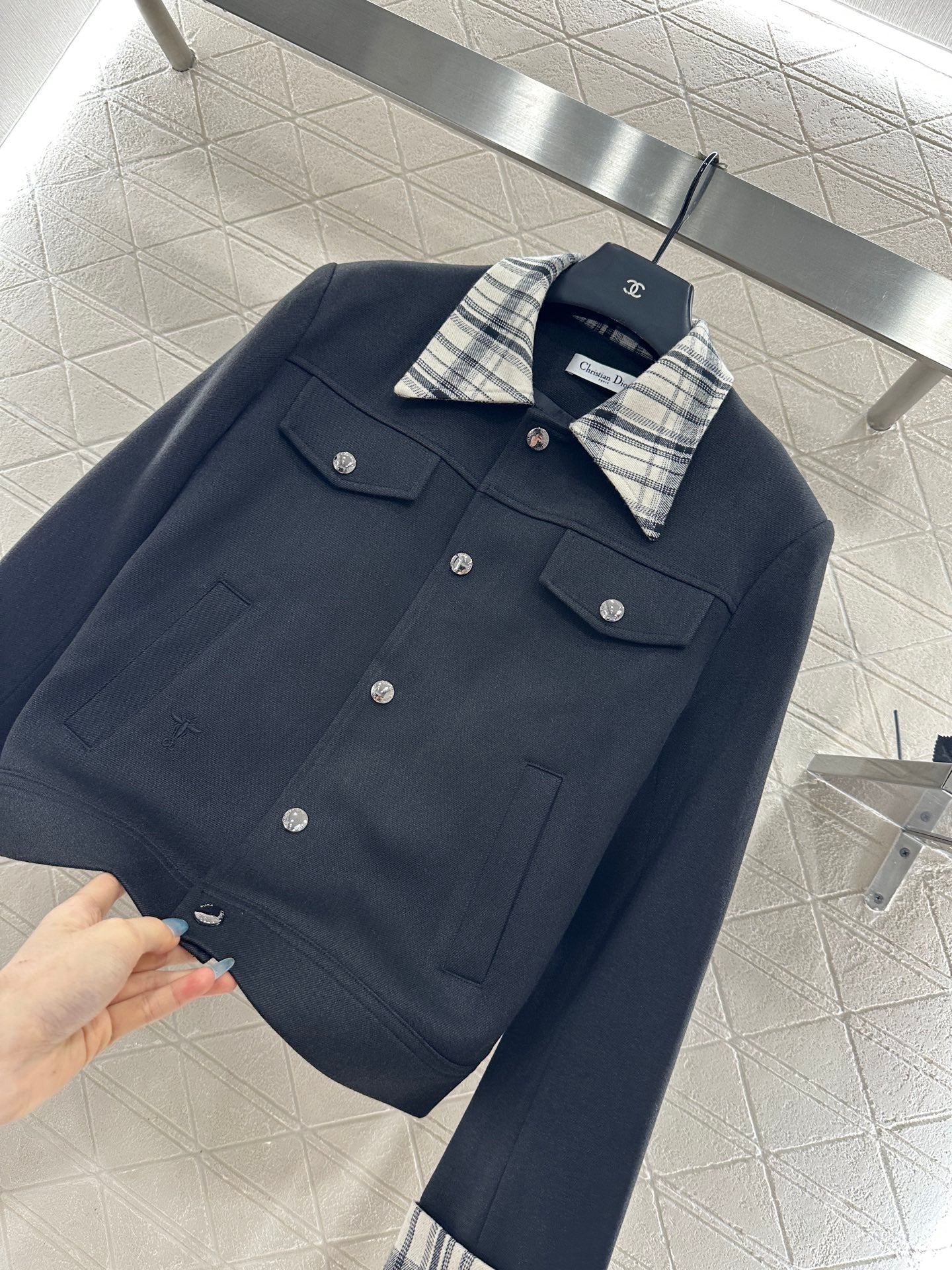 25fw Plaid lapel jacket jacket