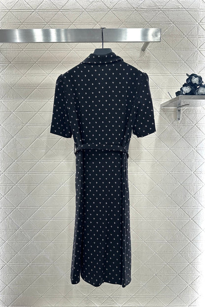 25fw Printed Princess Sleeve Belt Dress