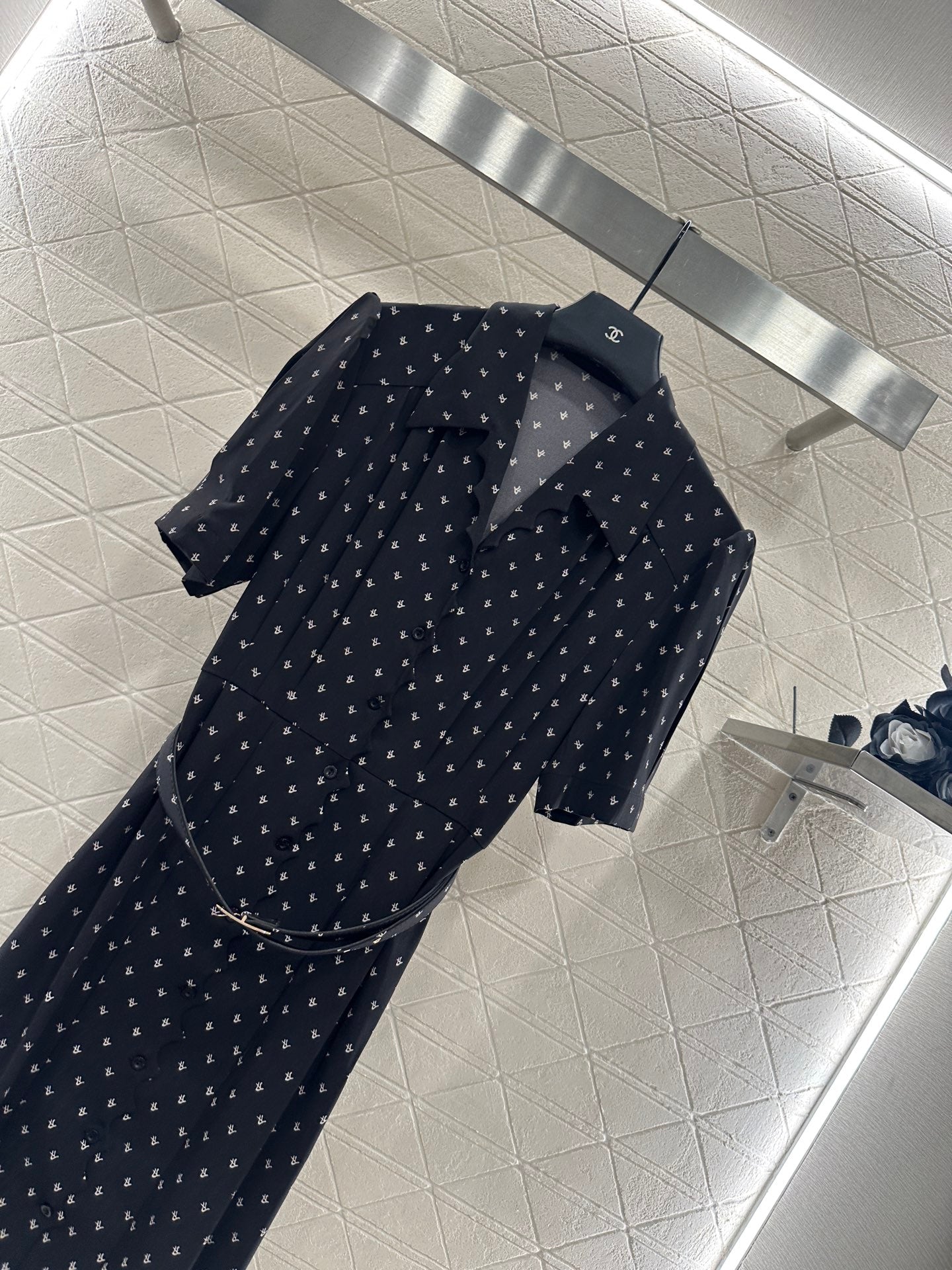 25fw Printed Princess Sleeve Belt Dress