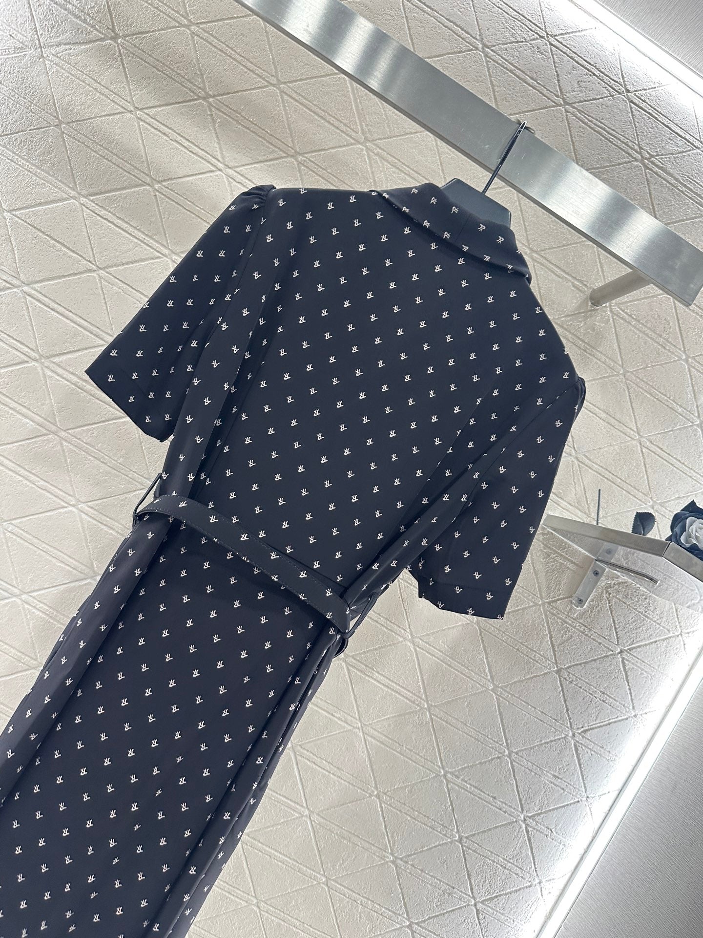 25fw Printed Princess Sleeve Belt Dress